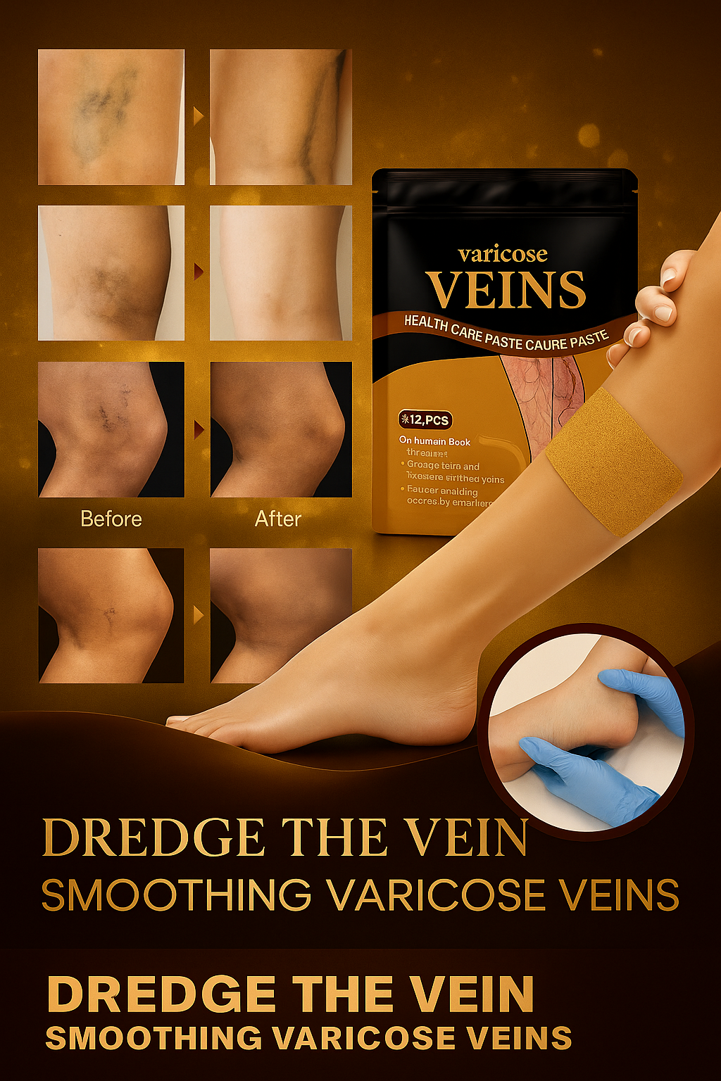 GlowCharm™ Varicose Veins Relief Patch – 12 PCS Natural Pain & Swelling Reducer