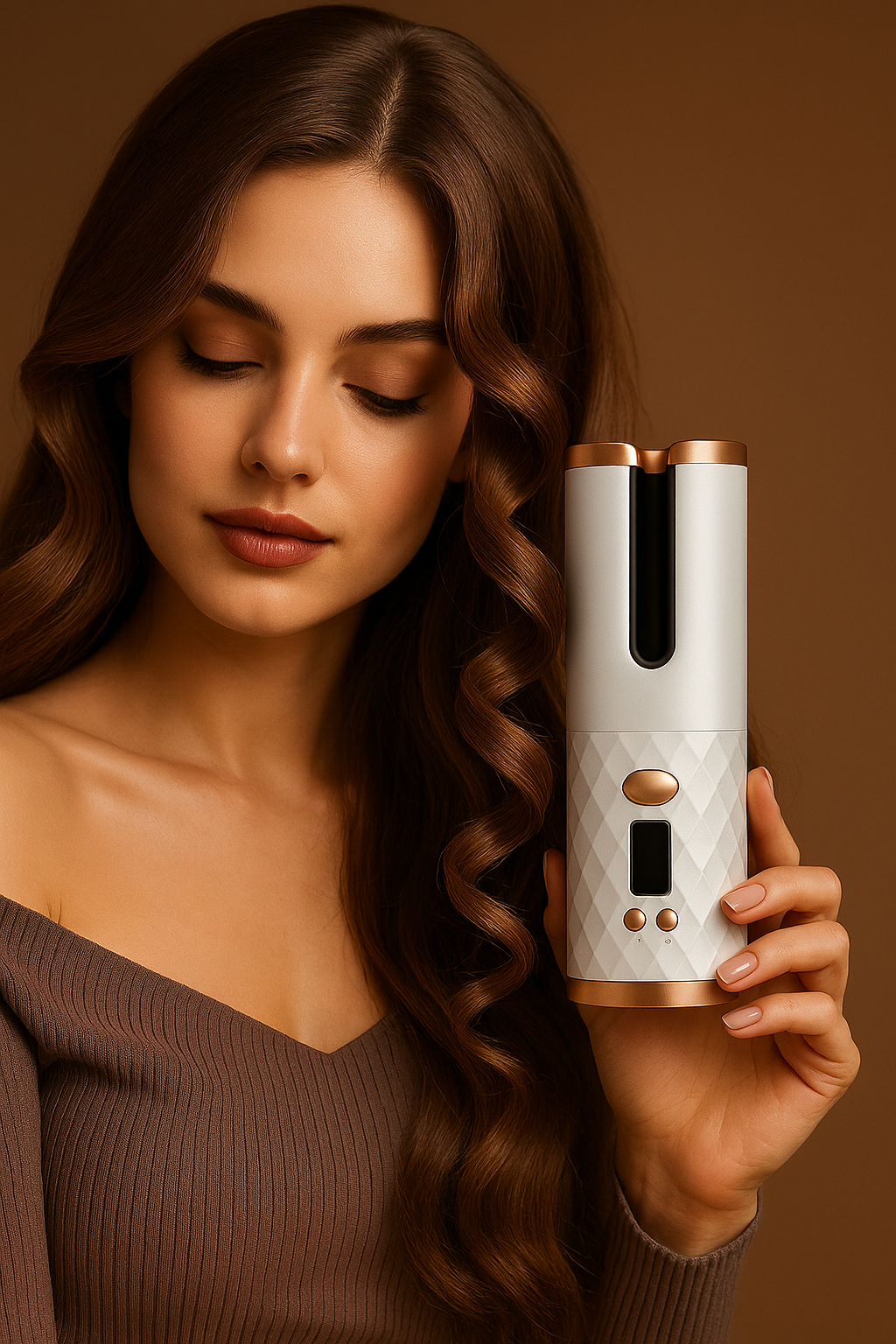 Rechargeable Automatic Hair Curler Women Portable Hair Curling Iron LCD Display Ceramic Curly Rotating Curling Wave Styer